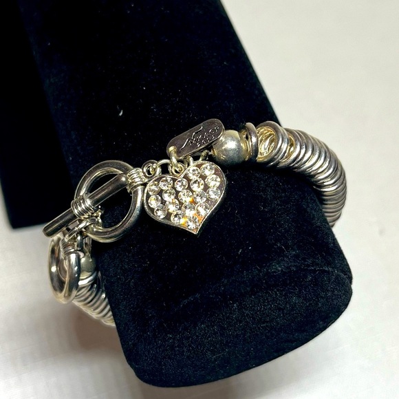 Mary Kay Ash LINKS Silver Heart Charm Bracelet. 2012. Toggle clasp. Two sizes - Picture 1 of 8